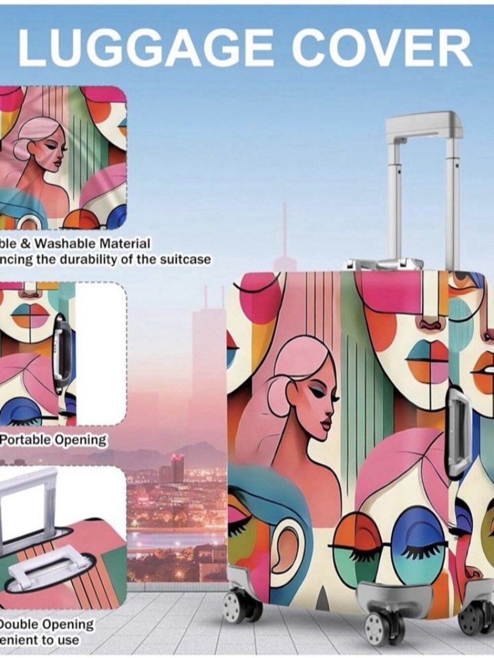 ANNA QUEEN Modern Art Fashion Luggage Cover, 24-26 Inches, New Without Tags